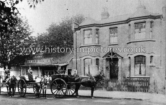 Delivery Cart outside Jones the Butchers, Wood Street, Walthamstow, London. c.1905